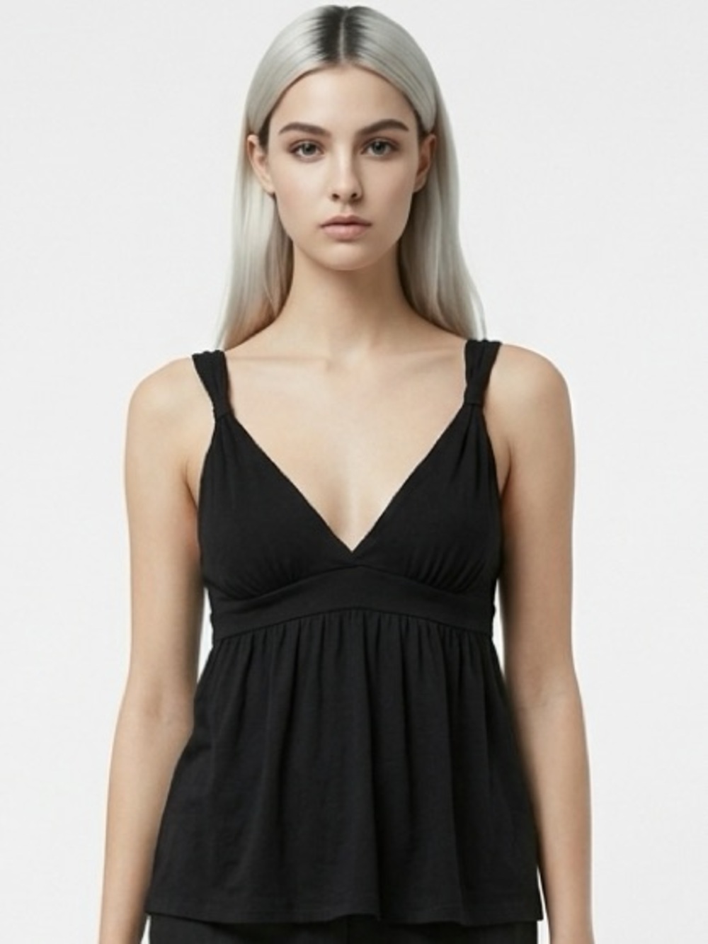 CLUB MONACO | Plunge Twist Strap Tank Top Black Fit Flare Women’s Size Medium